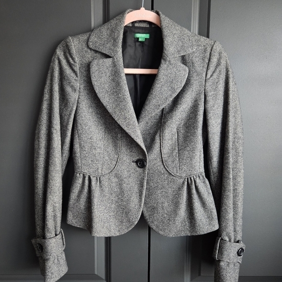 United Colors of Benetton Womens Grey Jacket Sz Small - Picture 1 of 10